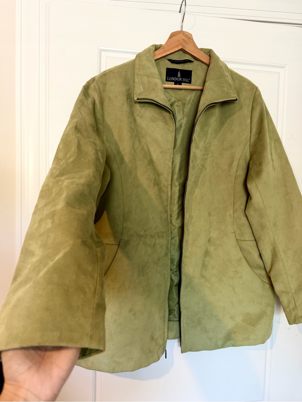 London Fog Women's Chartreuse Color All Weather Suede Jacket